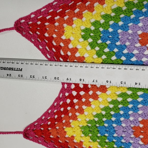 Color Block Open Knit Tassel Tie Backless Knot Waist Cami Romper Women's Size 6 - Picture 12 of 13